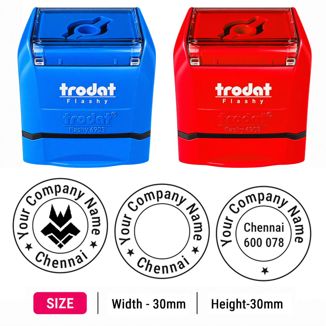 Trodat Flashy Round Stamp(WIdth-30mm, Height-30mm)