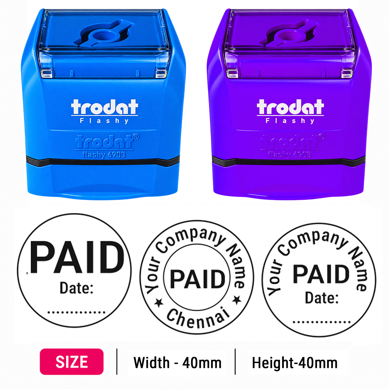 Trodat Flashy Round Stamp(WIdth-40mm, Height-40mm)